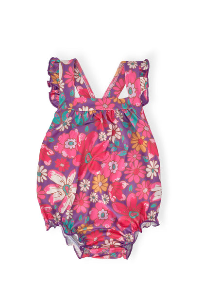 Hawaiian Floral Ruffle Cross Back Romper Mila & Rose ®