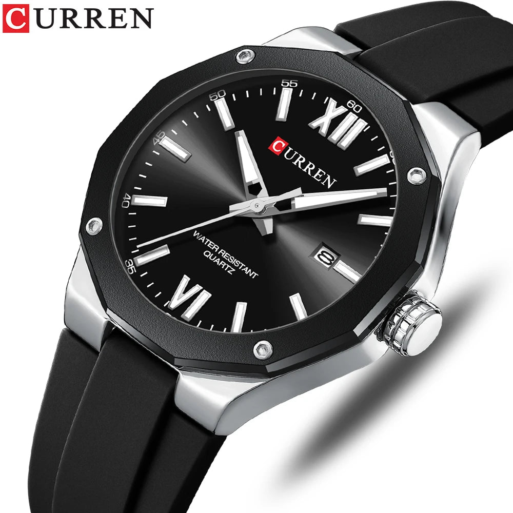 CURREN 8465 Brand Silicone Men Watches Big Dial Quartz Wristwatches Simple Watches Clock Reloj Hombre Male Casual Watch for Gift NovaCart