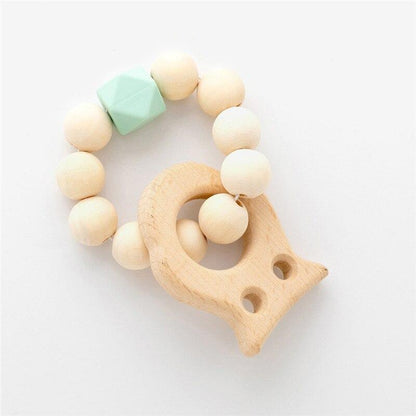 Modern Baby Silicone Wooden  Nursing Bracelets Wood Teether Silicone Beads Teething Wood Rattles Toys for Baby Stevvex