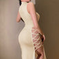 Elegant Black Sleeveless Bandage Dress for Women Club Party Backless Tank Dresses