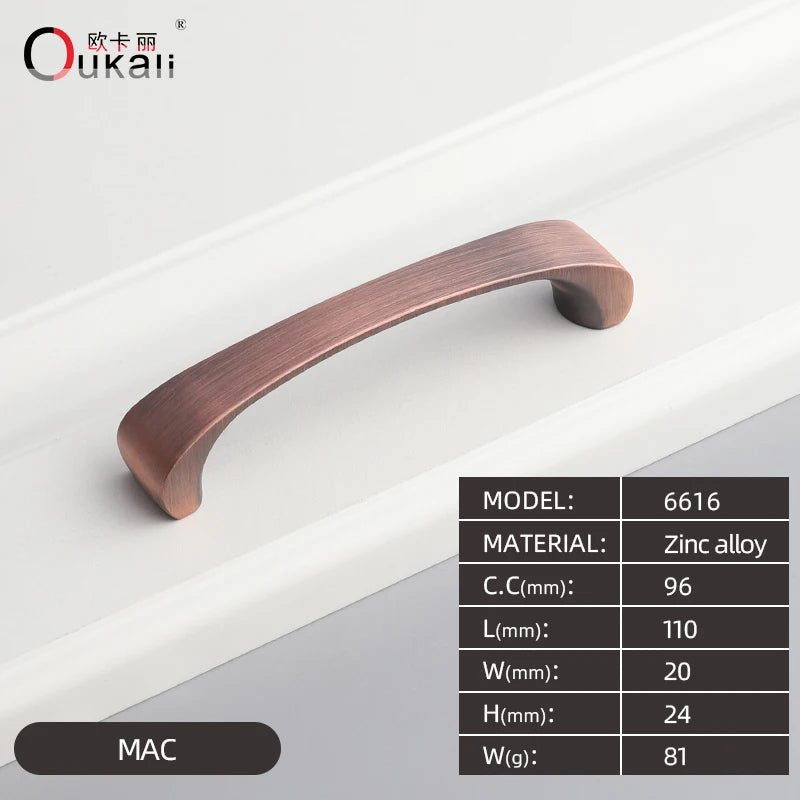 Oukali Nordic Style Atmospheric Brushed Brass Cabinet Wardrobe Knobs Handles Kitchen Bedroom Furniture Handles NovaCart