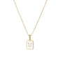 18K Golden Chain Necklaces Male Square Natural Shell Initial Letters Pendant Stainless Steel Jewelry
