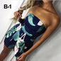 Floral Print Ruffles Strapless Rompers Summer Pleated Chest Wrapped Playsuits Womens Jumpsuit