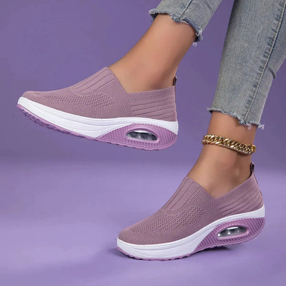 New Women's Low Top Sports Mesh Casual Running Shoes Solid Color Air Cushion Soft Bottom EVA Fashion Trend for Winter NovaCart