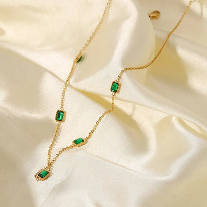 Green Cubic Zirconia Necklace LUNAR VINES