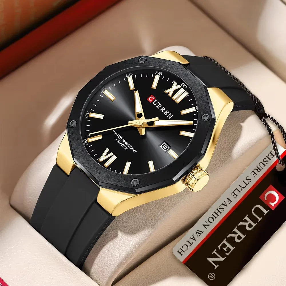 CURREN 8465 Brand Silicone Men Watches Big Dial Quartz Wristwatches Simple Watches Clock Reloj Hombre Male Casual Watch for Gift NovaCart