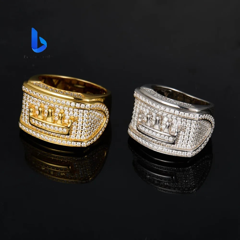 Men's Hip Hop Ring S925 Silver King Letter Moissanite Lab Diamond Pass Tester GRA Certified Luxury Jewelry NovaCart