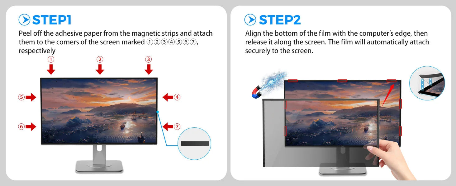 JEAPKA 27 Inch Frameless Monitor 16:9 Widescreen Privacy Screen Protector Hidden Design Magnetic Anti-Blue Light Shield NovaCart