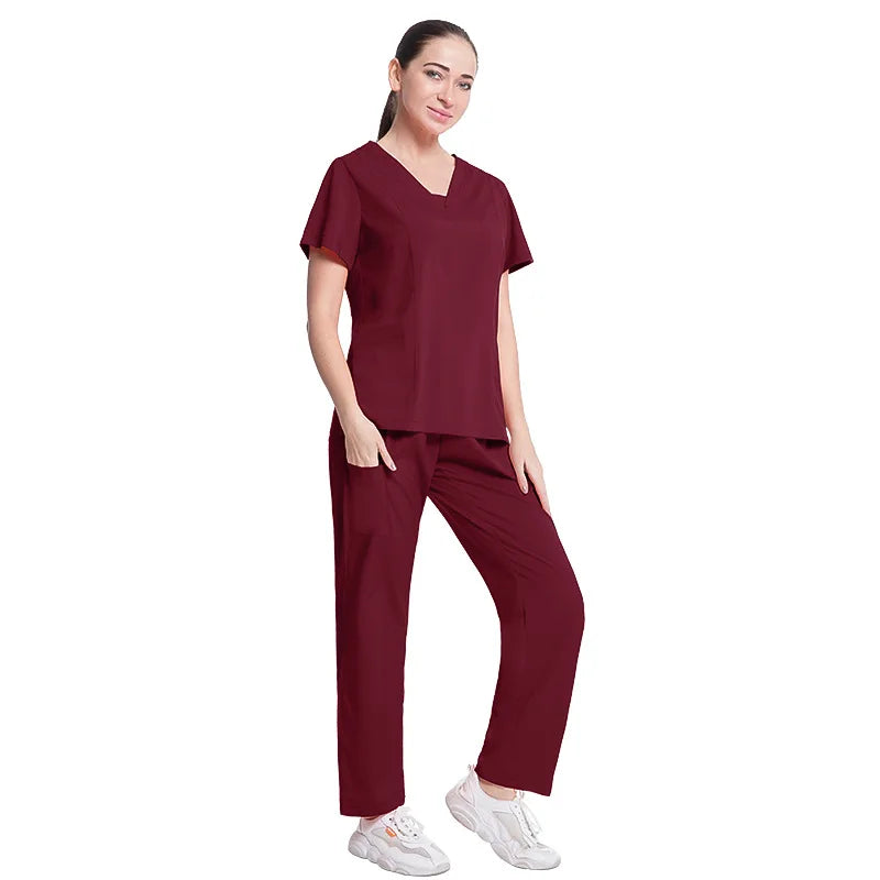 Fashionable Hospital Custom Nurse Uniform Embroidery Logo Colors Short Scrubs Jogger Straight Nurse Uniform Pants Sets NovaCart