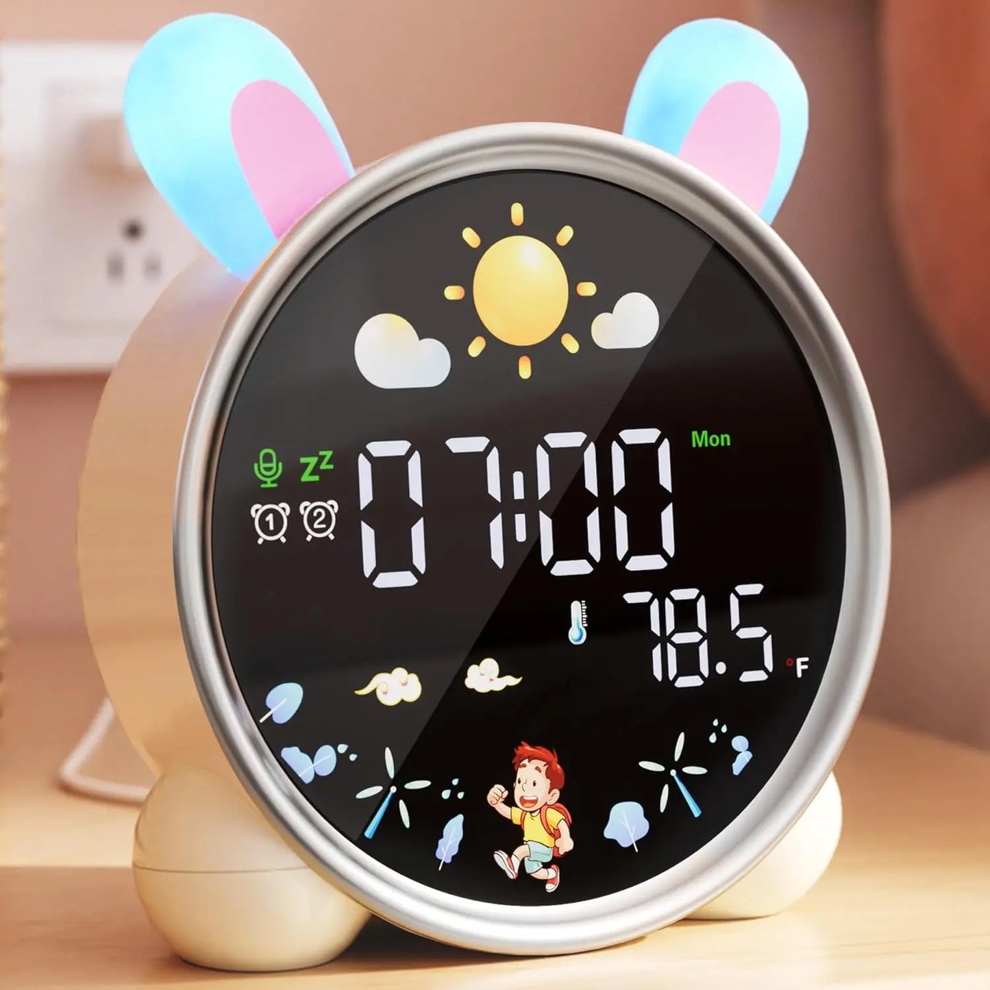 Wholesale Modern Plastic Digital LED Desk Clocks with Night Light Sleep Trainer Calendars 7-color Lights for Kids NovaCart
