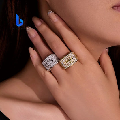 Men's Hip Hop Ring S925 Silver King Letter Moissanite Lab Diamond Pass Tester GRA Certified Luxury Jewelry NovaCart