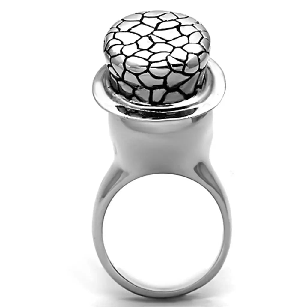 AJ TK1121 High Polished Stainless Steel Ring with Epoxy Fashion Rings in Jet Color NovaCart