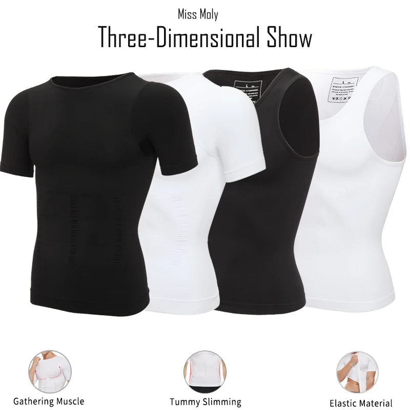 Mens Slimming Body Shaper Chest Compression Shirts Tummy Control Shapewear Gynecomastia Abdomen Slim Vest Waist Trainer Corset NovaCart