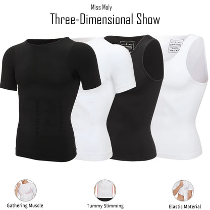 Mens Slimming Body Shaper Chest Compression Shirts Tummy Control Shapewear Gynecomastia Abdomen Slim Vest Waist Trainer Corset NovaCart