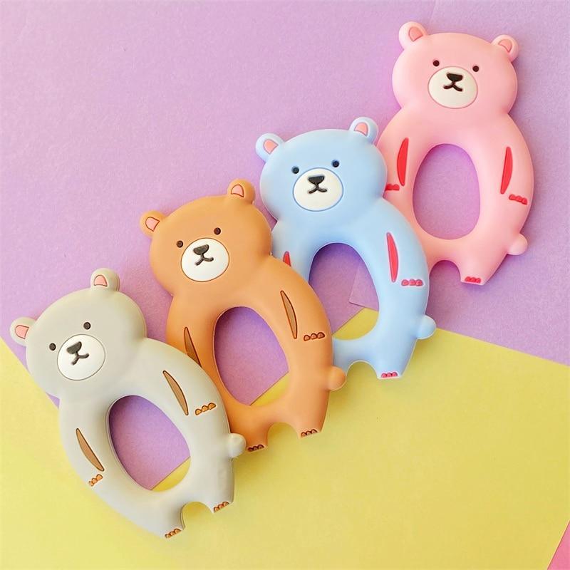 4pcs  Bear Silicone  Teether Baby Teething Toys Chewable  Cartoon Animal Shape Baby Products Nursing Gift Stevvex