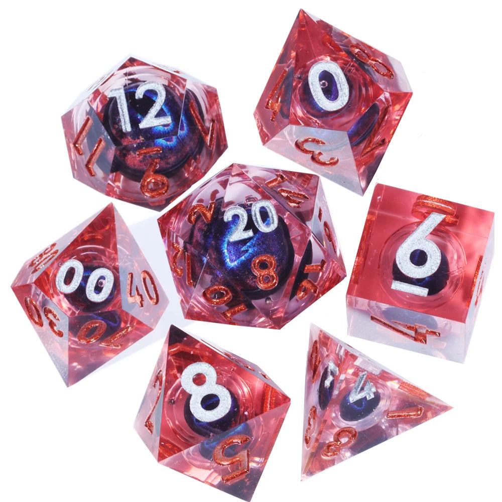 MINI PLANET DND Dice Set Purple Dragon Eye Liquid Core Dice RPG Dungeons&Dragons Wholesale Custom Handmade Polyhedral Resin Dice NovaCart