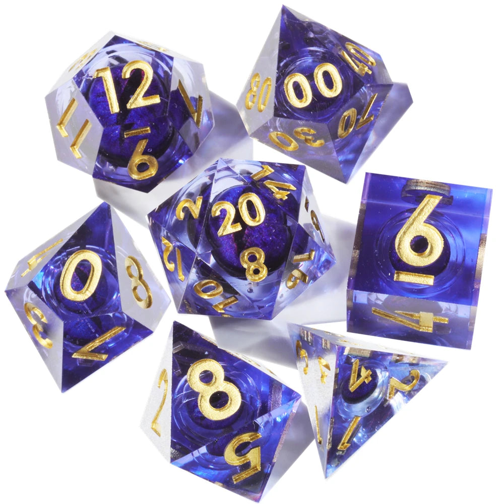 MINI PLANET DND Dice Set Purple Dragon Eye Liquid Core Dice RPG Dungeons&Dragons Wholesale Custom Handmade Polyhedral Resin Dice NovaCart