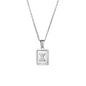 18K Golden Chain Necklaces Male Square Natural Shell Initial Letters Pendant Stainless Steel Jewelry