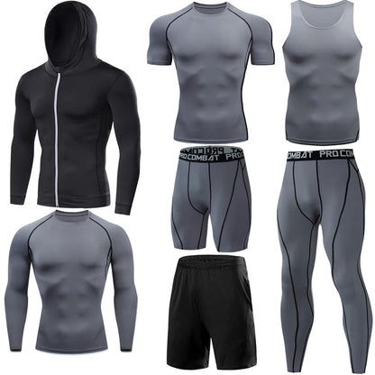 Compression 7 Pieces Sets High Quality Men Quick Dry  Polyester Sports Track Suit Training Sportswear Sports Suit NovaCart