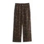 New Chic Fashion Side Pockets leopard Print Loose Wide Leg Pants