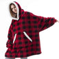 Winter Warm Fleece Wearable Hooded Blanket Fluffy TV Blanket Hoodie