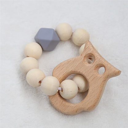 Modern Baby Silicone Wooden  Nursing Bracelets Wood Teether Silicone Beads Teething Wood Rattles Toys for Baby Stevvex