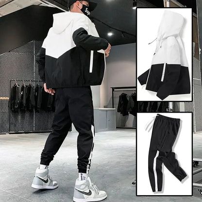 2026 Men Tracksuit Casual Joggers Hooded Sportswear Jackets And Pants 2 Piece Sets Hip Hop Running Sports Suit NovaCart