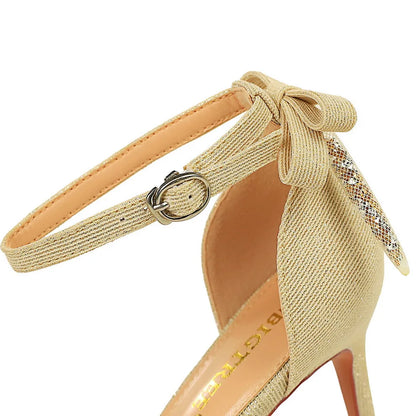 286-A2 BIGTREE European and American Fashion Women's Shoes Hollow Shallow Mouth Pointed Bow Women's High Heels NovaCart