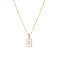 18K Golden Chain Necklaces Male Square Natural Shell Initial Letters Pendant Stainless Steel Jewelry