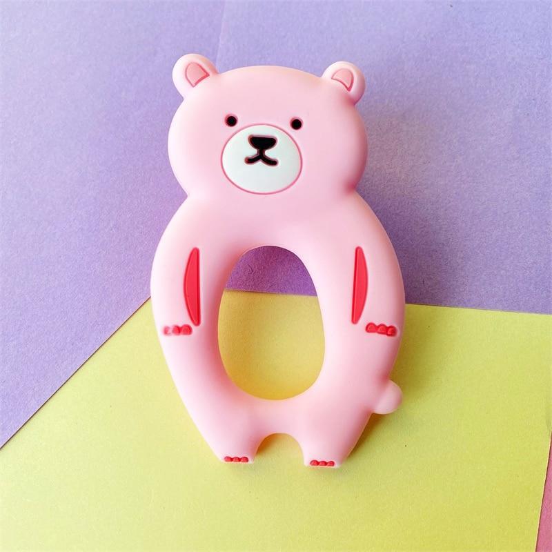 4pcs  Bear Silicone  Teether Baby Teething Toys Chewable  Cartoon Animal Shape Baby Products Nursing Gift Stevvex