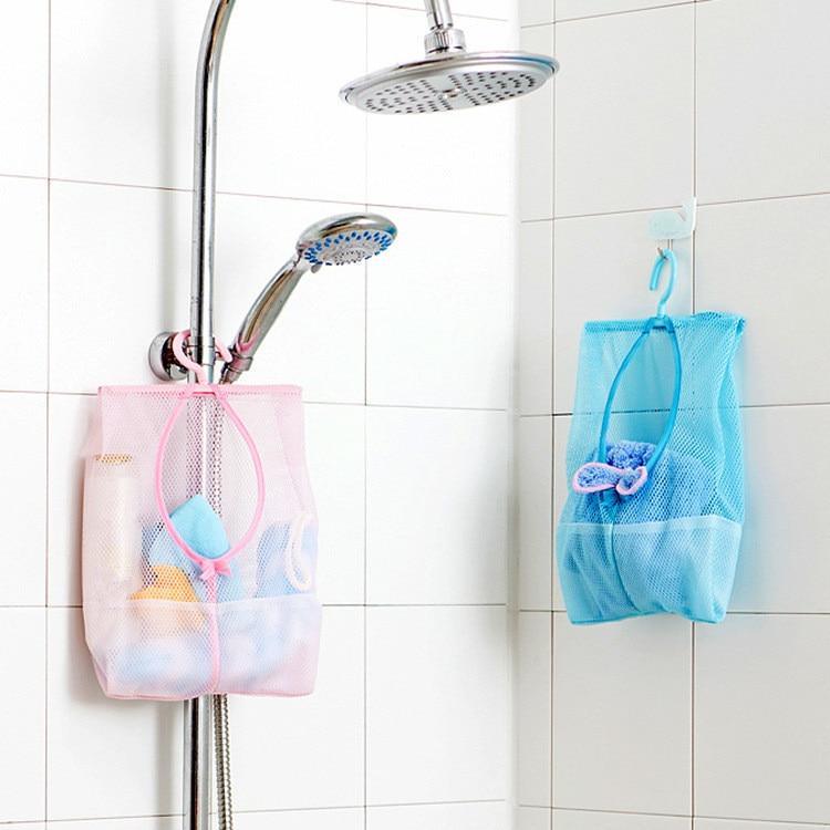 Bathroom Multifunctional Hanging Storage Mesh Bags Eco-Friendly Mesh Bath Toys Baskets For Bathroom For Storage Items Stevvex