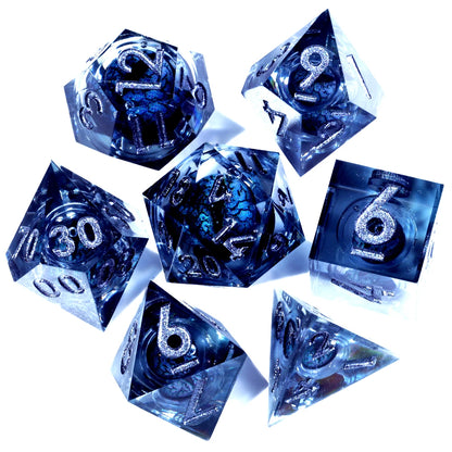 MINI PLANET DND Dice Set Purple Dragon Eye Liquid Core Dice RPG Dungeons&Dragons Wholesale Custom Handmade Polyhedral Resin Dice NovaCart