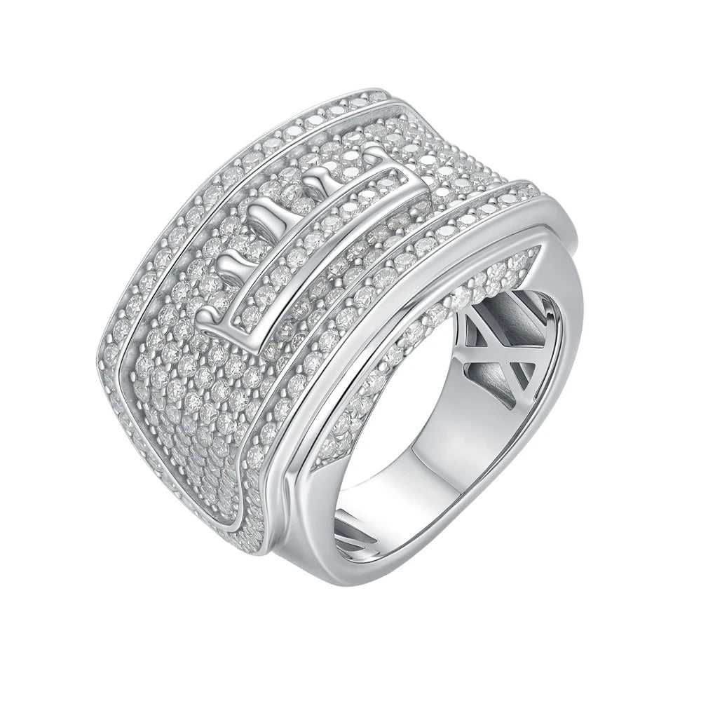 Men's Hip Hop Ring S925 Silver King Letter Moissanite Lab Diamond Pass Tester GRA Certified Luxury Jewelry NovaCart
