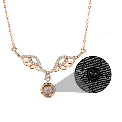 Customized 925 Silver 100 languages Projection Necklace Couple Memory Gifts
