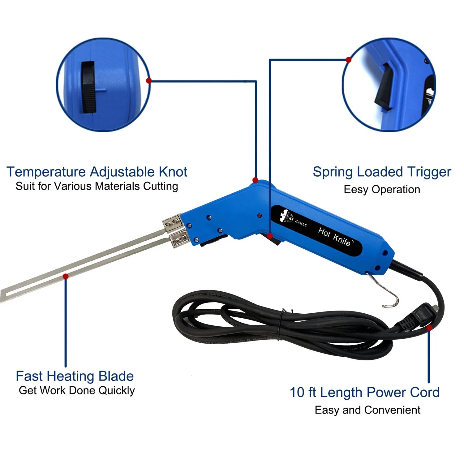 KS EAGLE Hand Held Electric Foam Cutter Heat Cutting Knife 200W Styrofoam Engraving Slotting Carving Tool Kit Hot Knife Cutter NovaCart