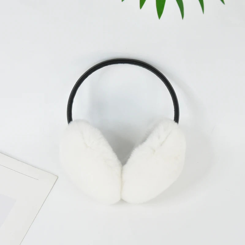 RTS Luxury Real Rex Rabbit Fur Ear Muffle Women's Winter Outdoor Warm Earmuffs Fashion Soft Earflap Ear Cover NovaCart