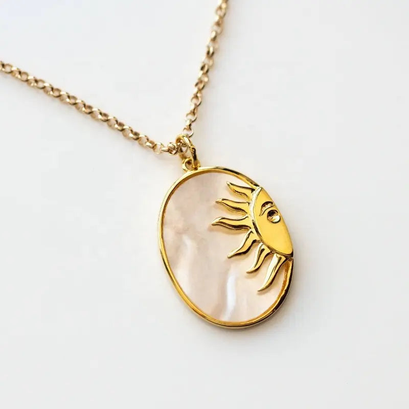 Pearl Shell Sun Pendant Necklace LUNAR VINES