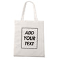 Custom Tote Bag Shopping Add Your Text Print Original Design Zipper Unisex Fashion Travel Canvas Bags