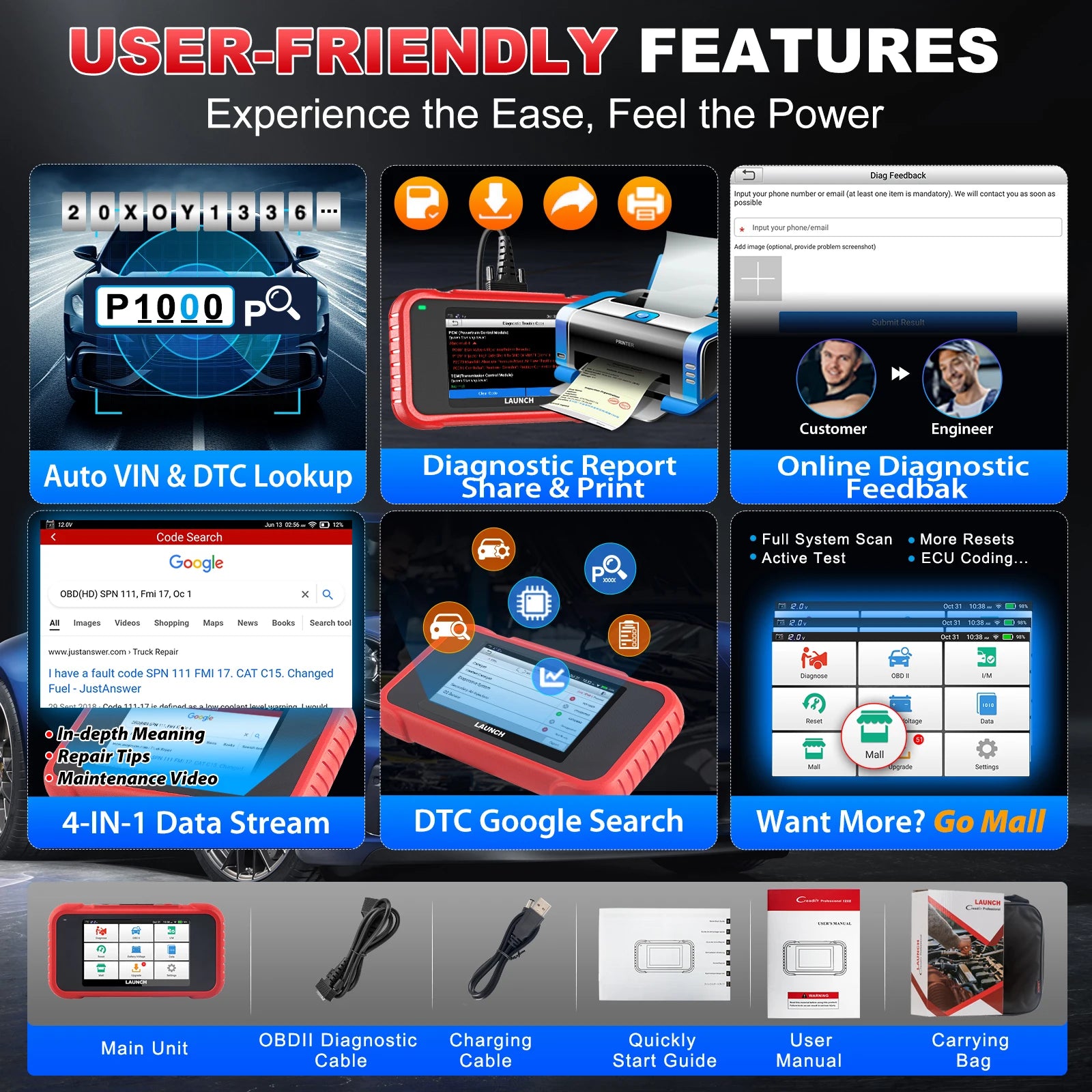 LAUNCH CRP129E V2.0 Professional Scanner Obd2 Car Diagnostic Auto Scanner Four System Universal Lifetime Free Upgrade NovaCart
