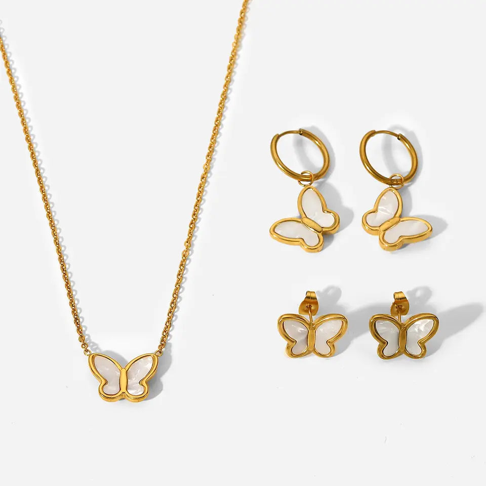 Natural White Shell Jewelry Set LUNAR VINES