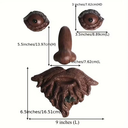 Tree Face Wall Hanging, Brown Resin Face Sculpture for Garden Decor, Whimsical Forest Spirit Ornament with Woodland Theme NovaCart