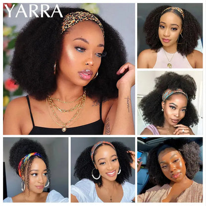 Afro Kinky Curly Human Hair Headband Wig For Black Women 180% Density Brazilian Remy Full Machine Made 100% Human Hair YARRA NovaCart
