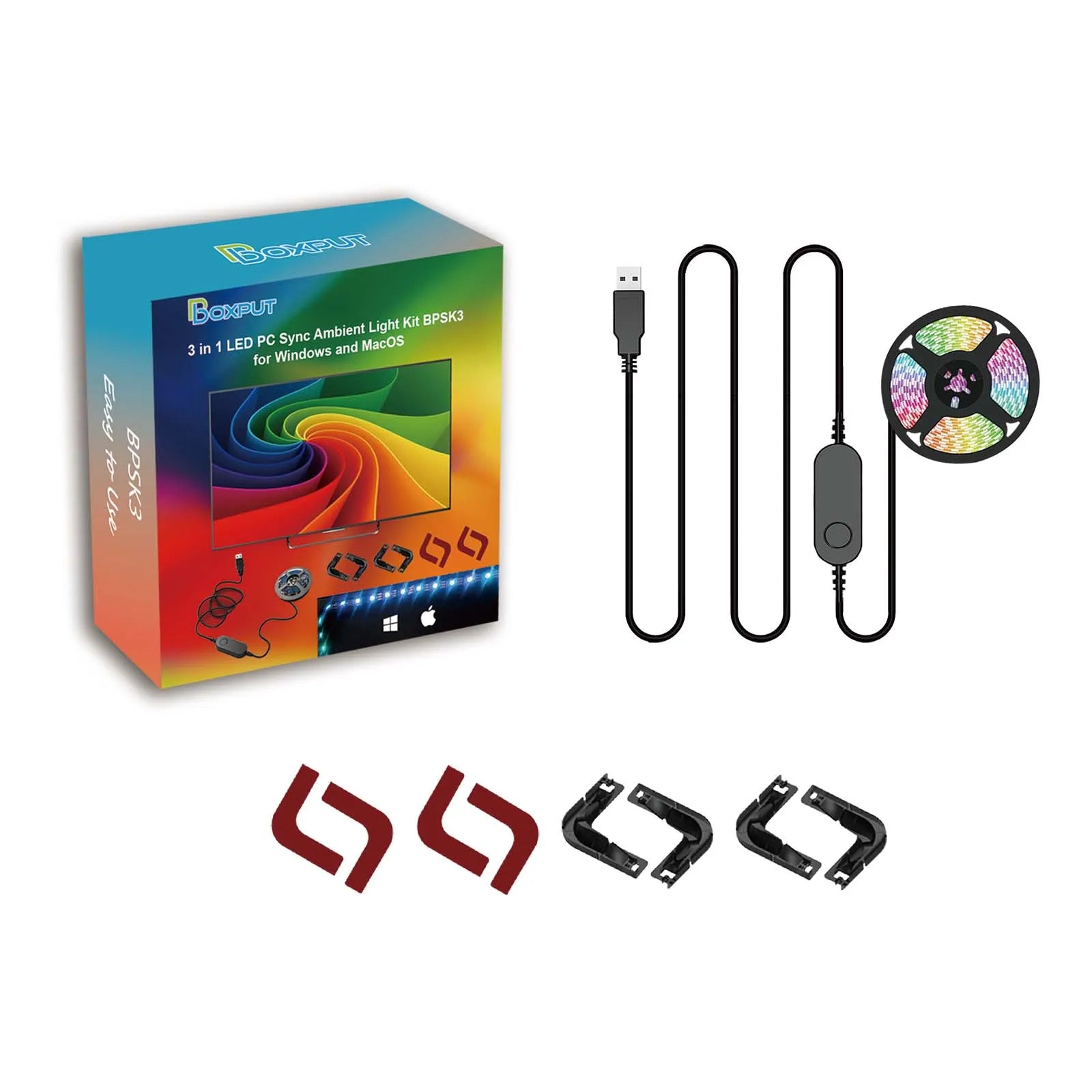 BPSK3 Ambient PC MacOS Backlight for Game Computer Monitor Immersion Gaming Desktop Sync RGB LED Strip Light Screen Decor Lights NovaCart