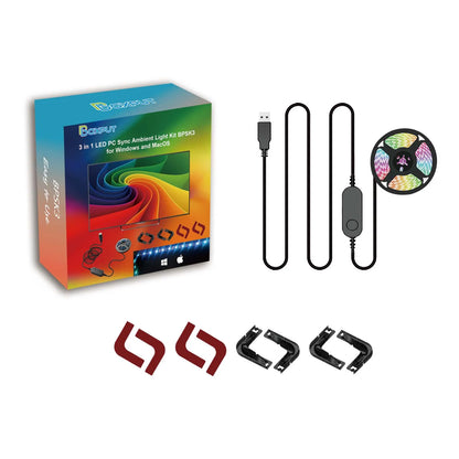 BPSK3 Ambient PC MacOS Backlight for Game Computer Monitor Immersion Gaming Desktop Sync RGB LED Strip Light Screen Decor Lights NovaCart