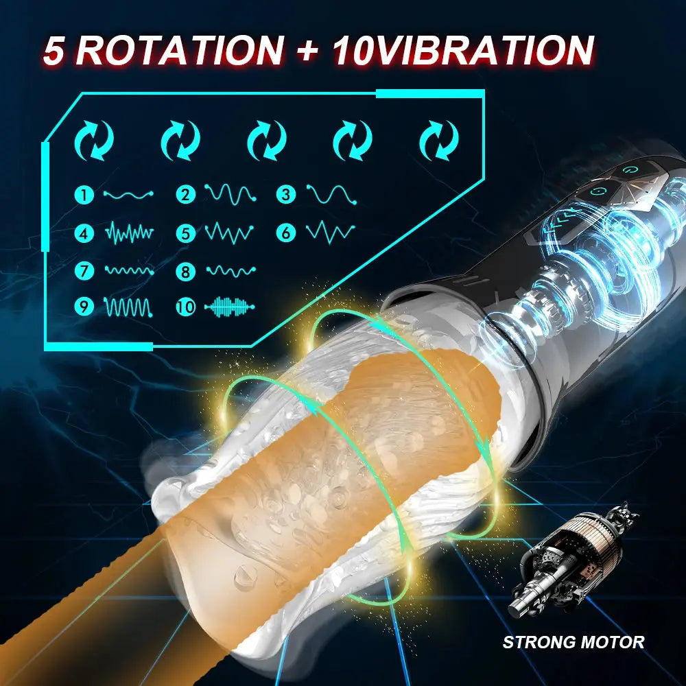 Experience Ultimate Pleasure with the GAWK 3000 Powerful Male Masturbator Cup - Rotating and Vibrating for Enhanced Endurance