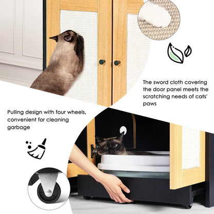 Double Litter Box Enclosure,Cat Litter Box Enclosure for 2 Cats,  47" L X 19.8" W X 21.8" H,Black NovaCart