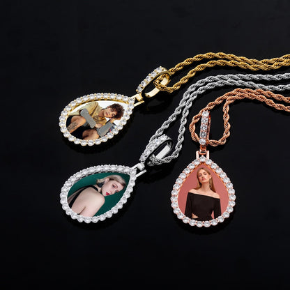 Custom Photo Pendant  Drop-shaped Medal Pendant Necklace  Hip Hop Jewelry