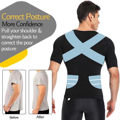 Men's Slimming Body Shapewear Posture Vest Tummy Abdomen Corrector Compression Body Modeling Fat Burner Chest Tummy Shirt Corset NovaCart