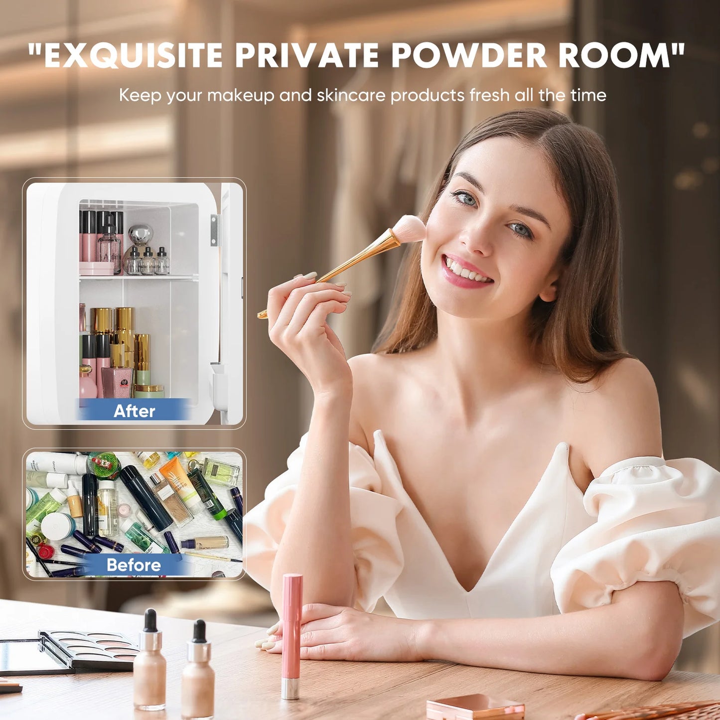 FCJ 4L-6 Cans Mini Portable Compact Refrigerator Single Door with UK/US Plug Electric Power Source for Skincare Food Beverages NovaCart