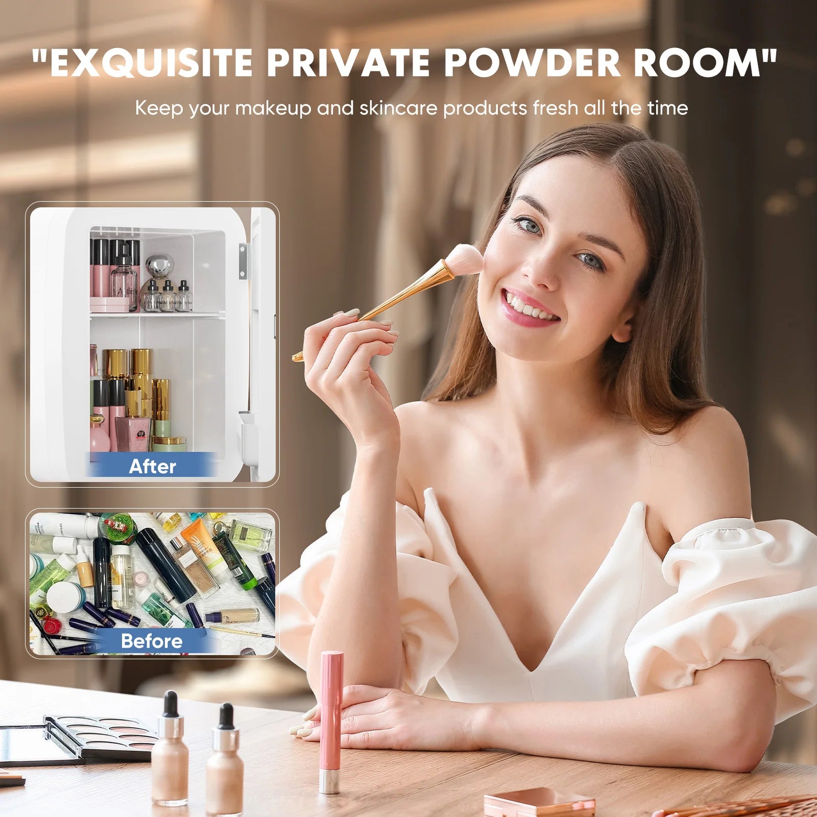 FCJ 4L-6 Cans Mini Portable Compact Refrigerator Single Door with UK/US Plug Electric Power Source for Skincare Food Beverages NovaCart